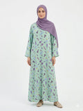 Elegant Mint Printed Modest Abaya for Women