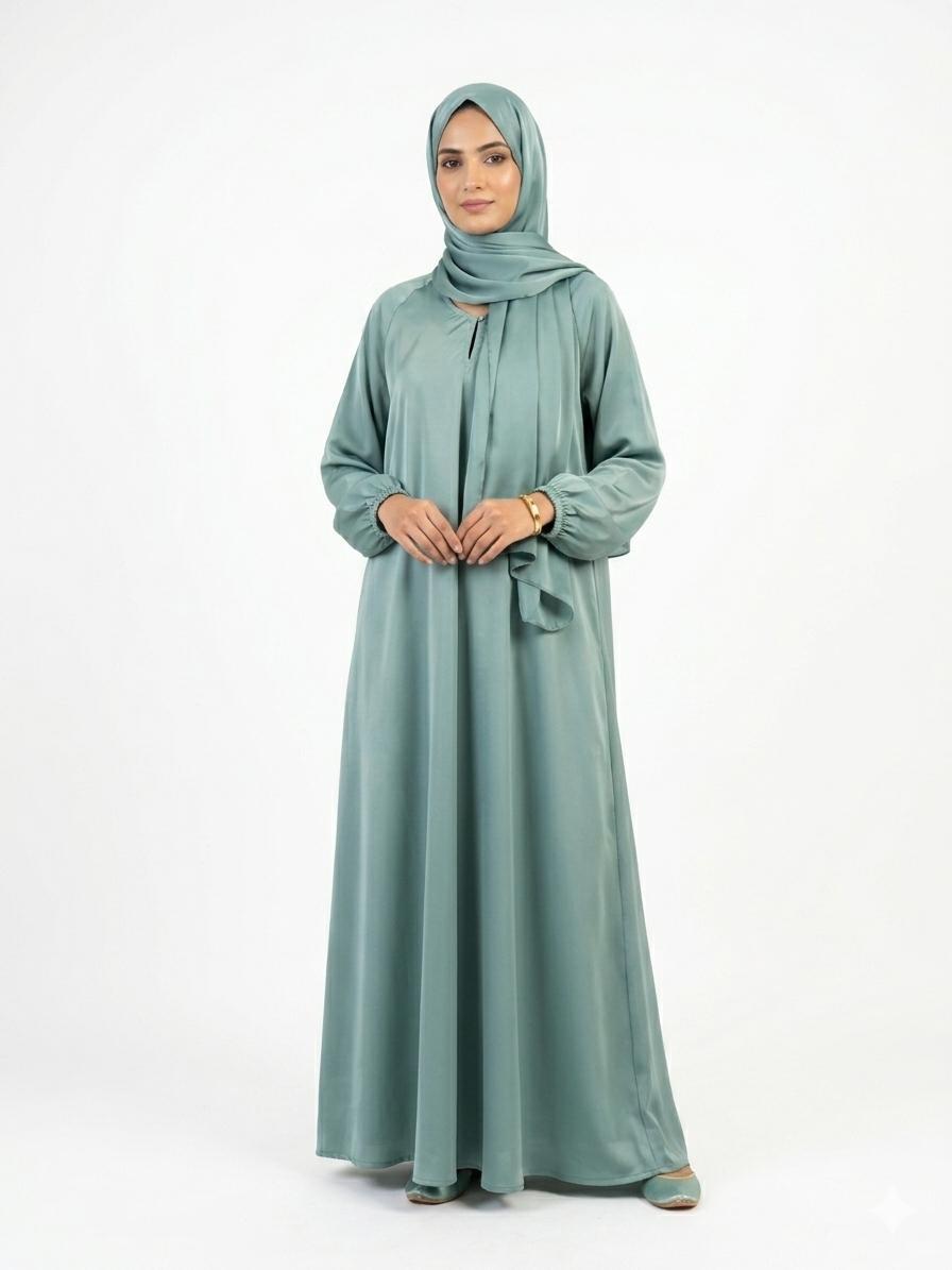 Sage Green Plain Abaya for Women | Premium Modest Wear
