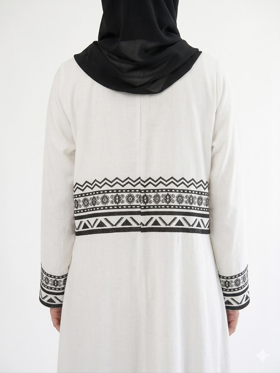 White Printed Abaya for Women – Elegant Modest Wear | Zyra Wears