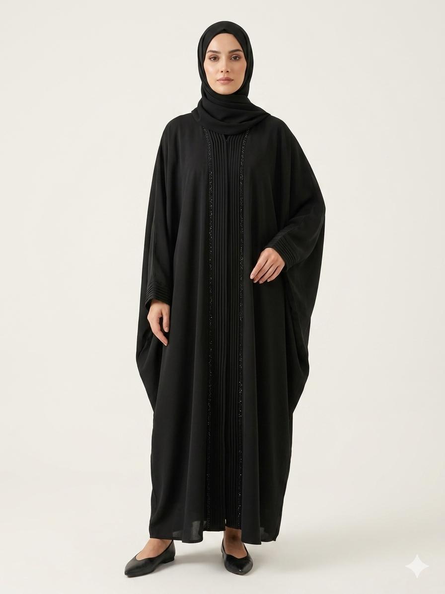 Luxury Black Pleated Abaya – Elegant Women's Modest Wear | Zyra Wears