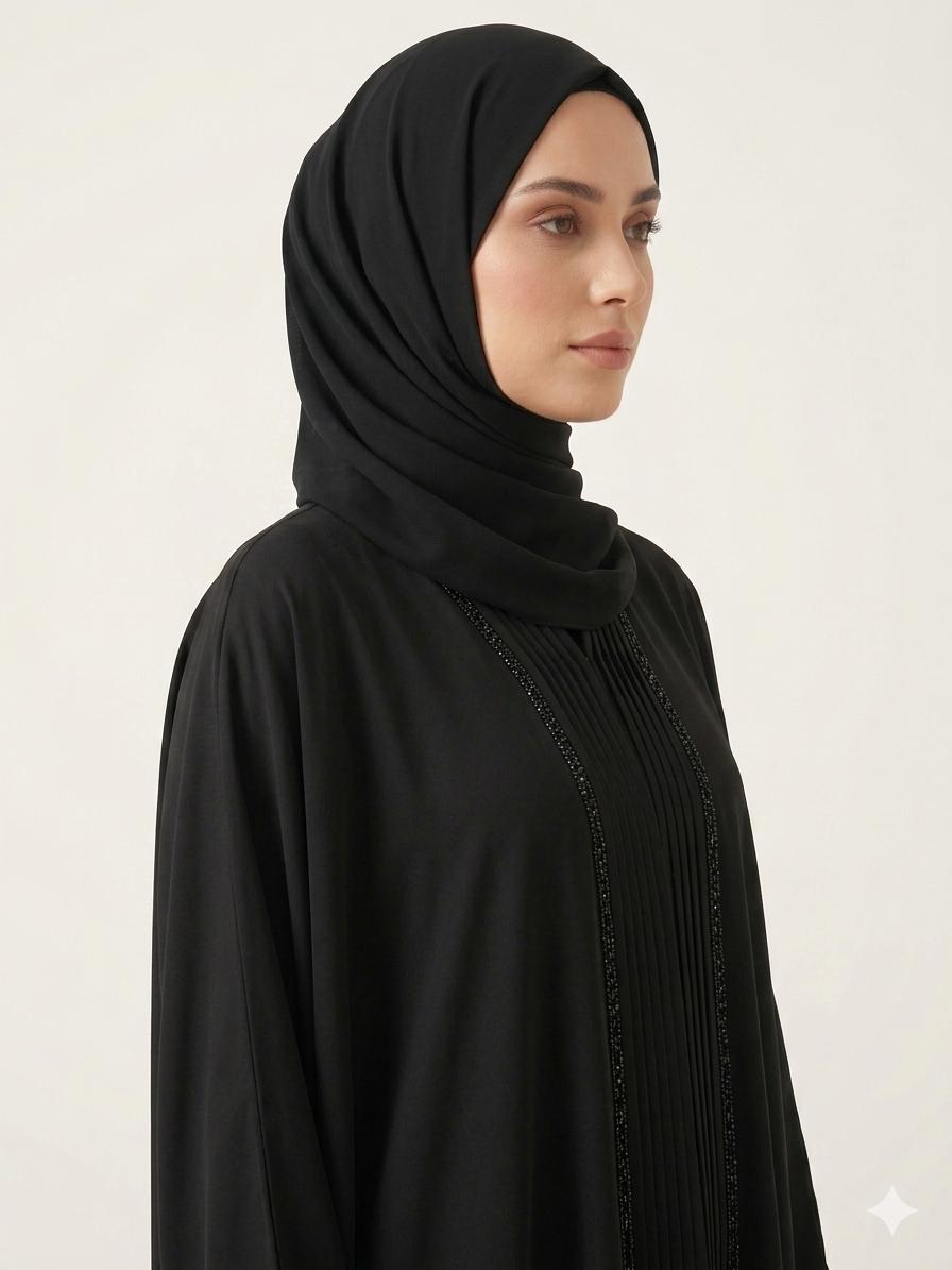 Luxury Black Pleated Abaya – Elegant Women's Modest Wear | Zyra Wears