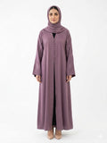 Dusty Mauve Embroidered Abaya for Women – Premium Modest Wear | Zyra Wears