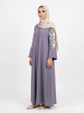 Lavender Floral Sleeve Abaya – Elegant Women's Modest Wear | Zyra Wears