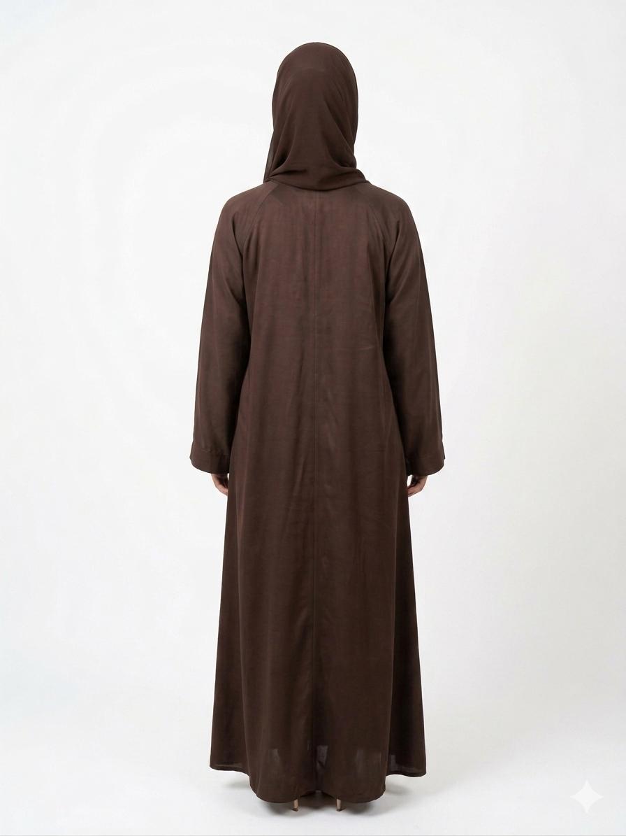 Luxury Chocolate Brown Embroidered Abaya for Women | Elegant Modest Islamic Wear