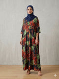 Multicolor Abstract Printed Kaftan Abaya for Women | Premium Modest Fashion