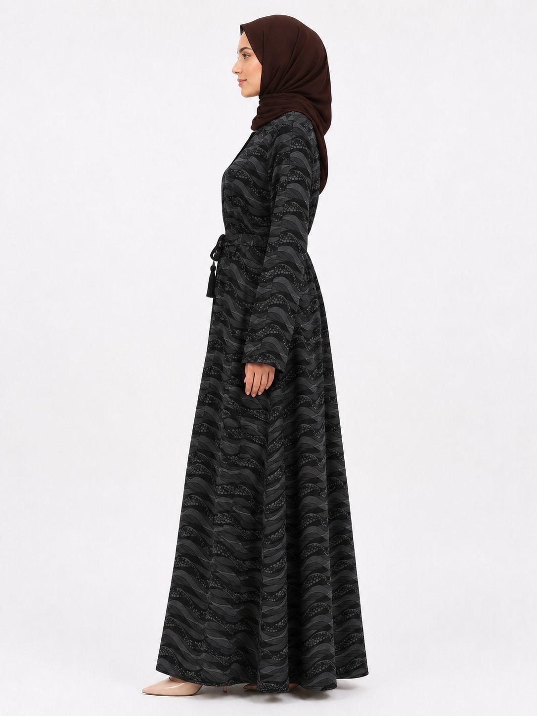 Premium Black Printed Abaya – Elegant Modest Maxi Dress for Women
