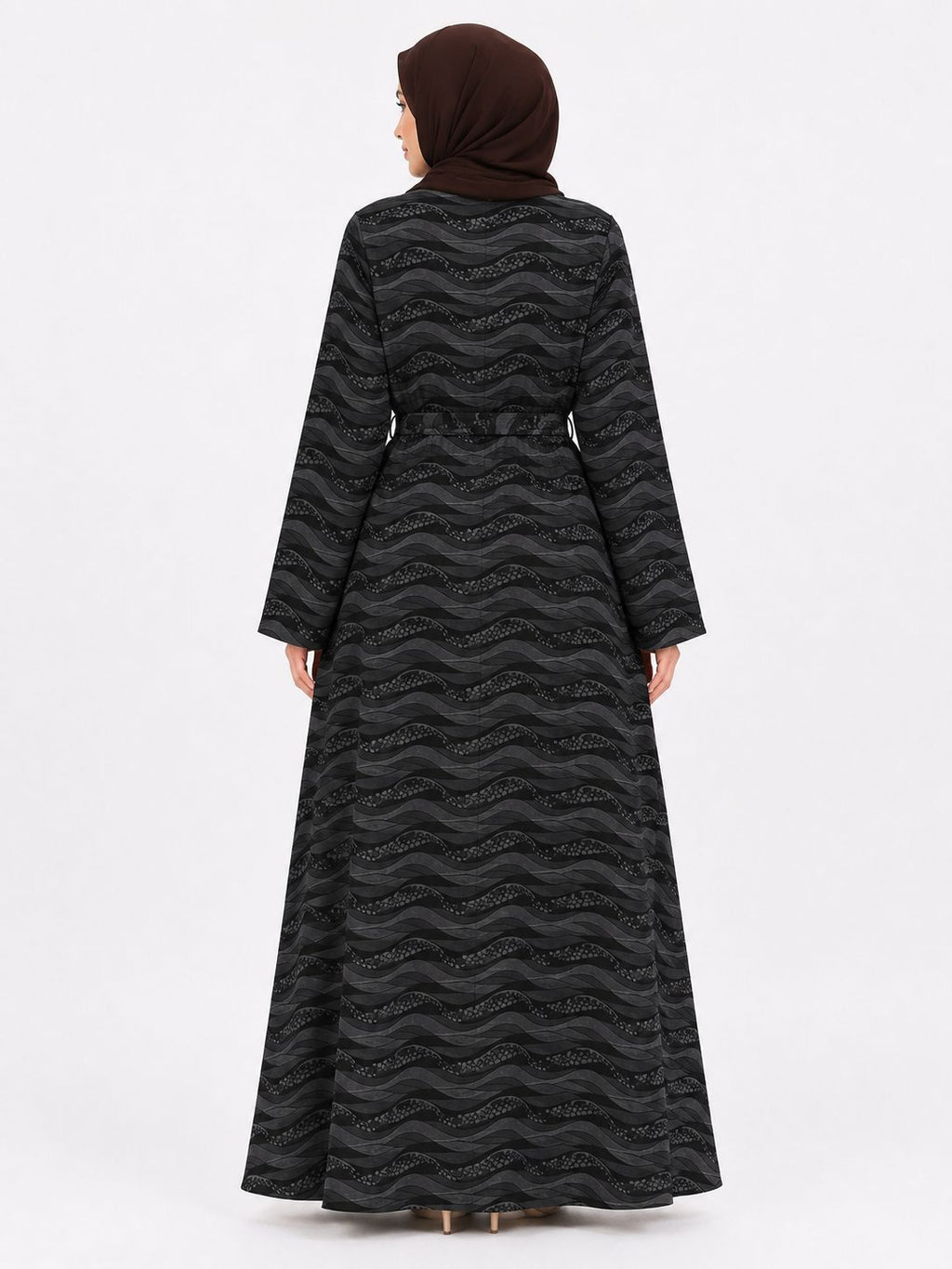 Premium Black Printed Abaya – Elegant Modest Maxi Dress for Women