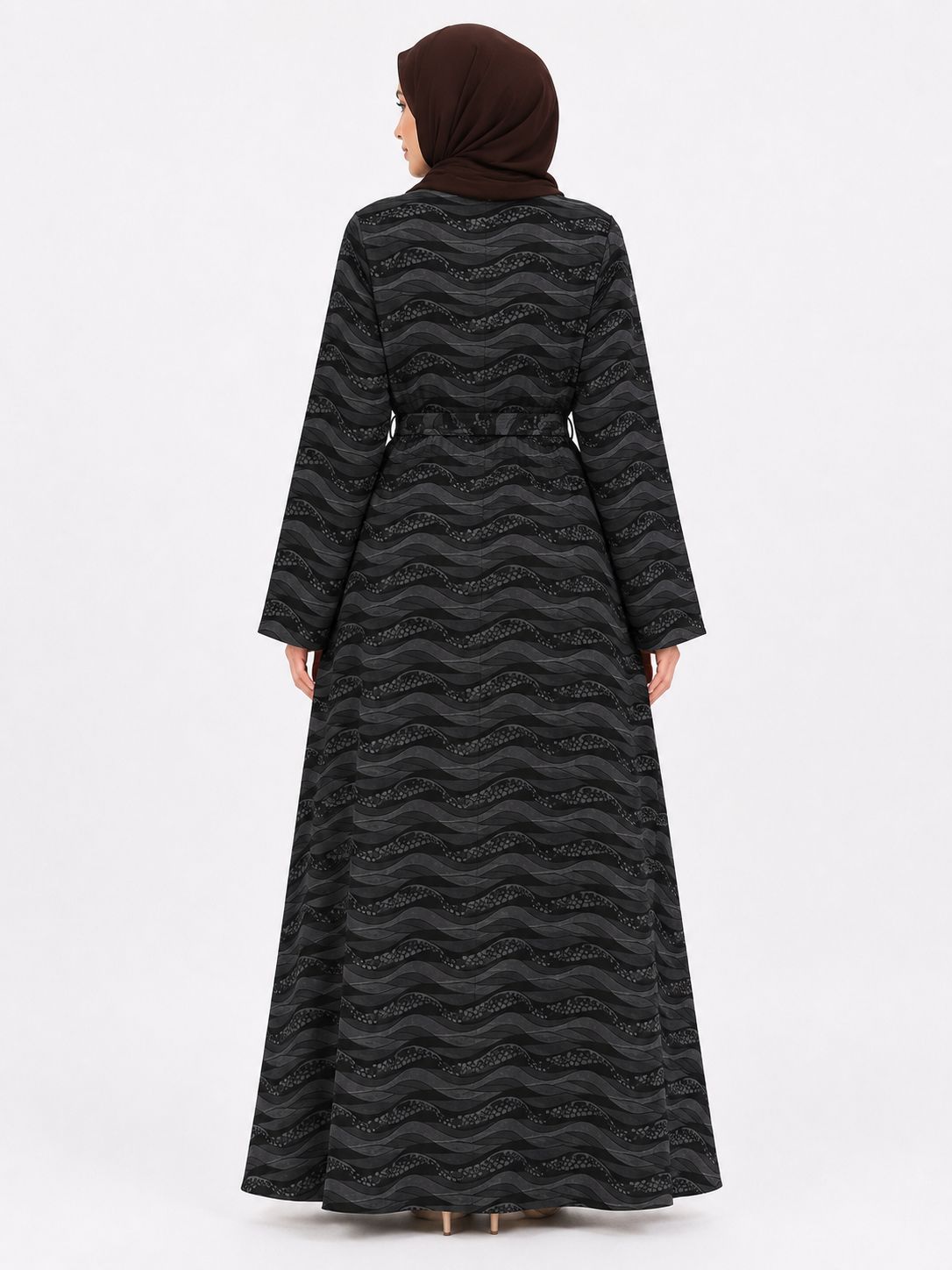 Premium Black Printed Abaya – Elegant Modest Maxi Dress for Women