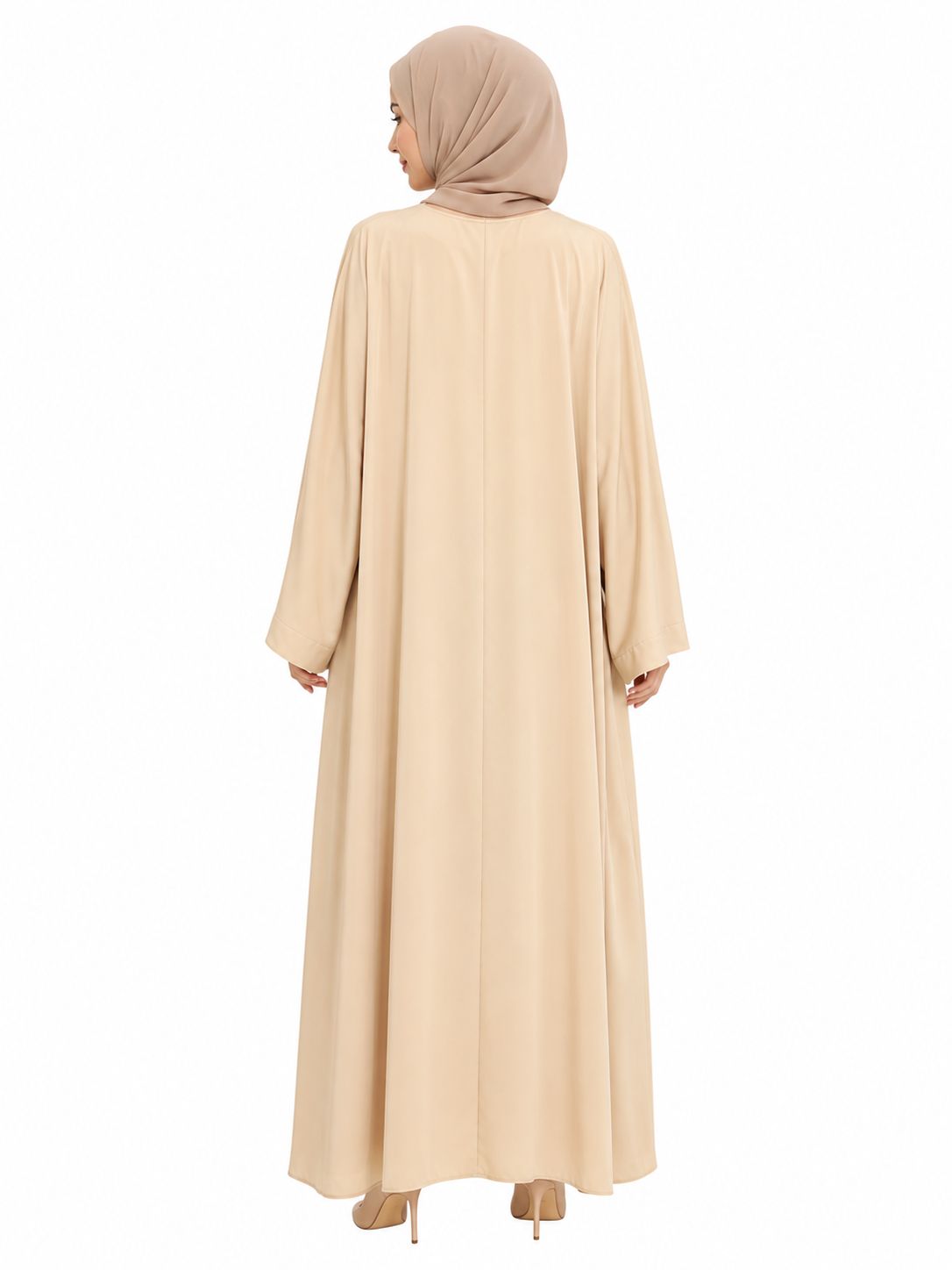 Premium Beige Modest Abaya with Free Matching Hijab – Elegant Islamic Maxi Dress for Women