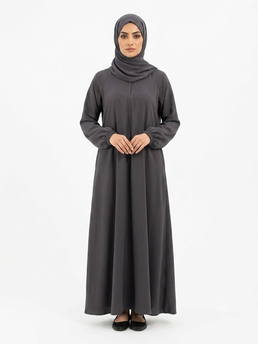 Classic Charcoal Grey Closed Abaya – Elegant Modest Wear