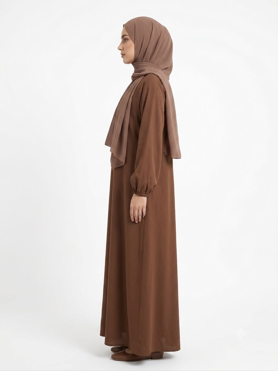 Classic Mocha Brown Closed Abaya – Elegant Everyday Wear