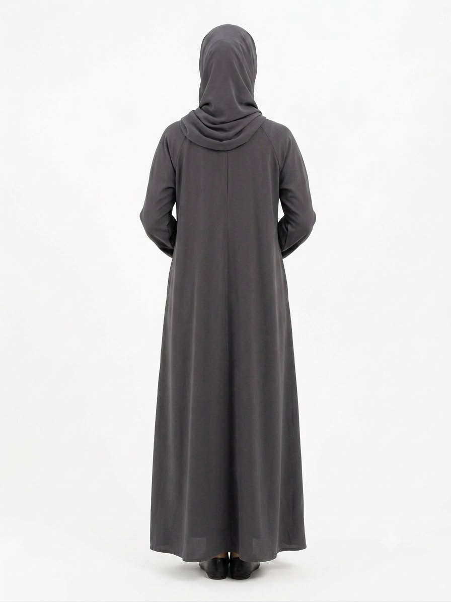 Classic Charcoal Grey Closed Abaya – Elegant Modest Wear