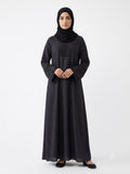 Modern Black Modest Dress with Embellished Bodice