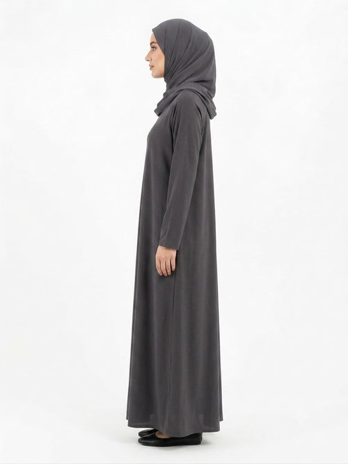 Classic Charcoal Grey Closed Abaya – Elegant Modest Wear