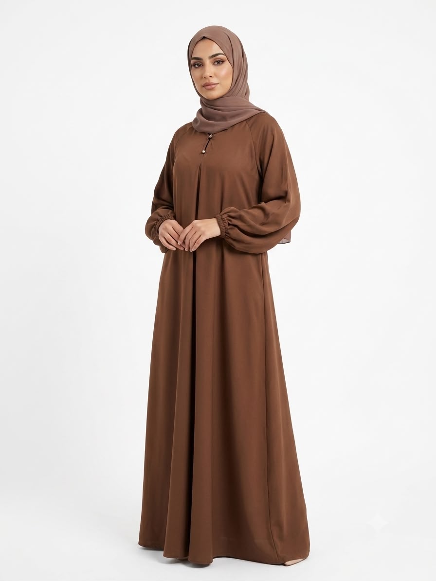 Classic Mocha Brown Closed Abaya – Elegant Everyday Wear
